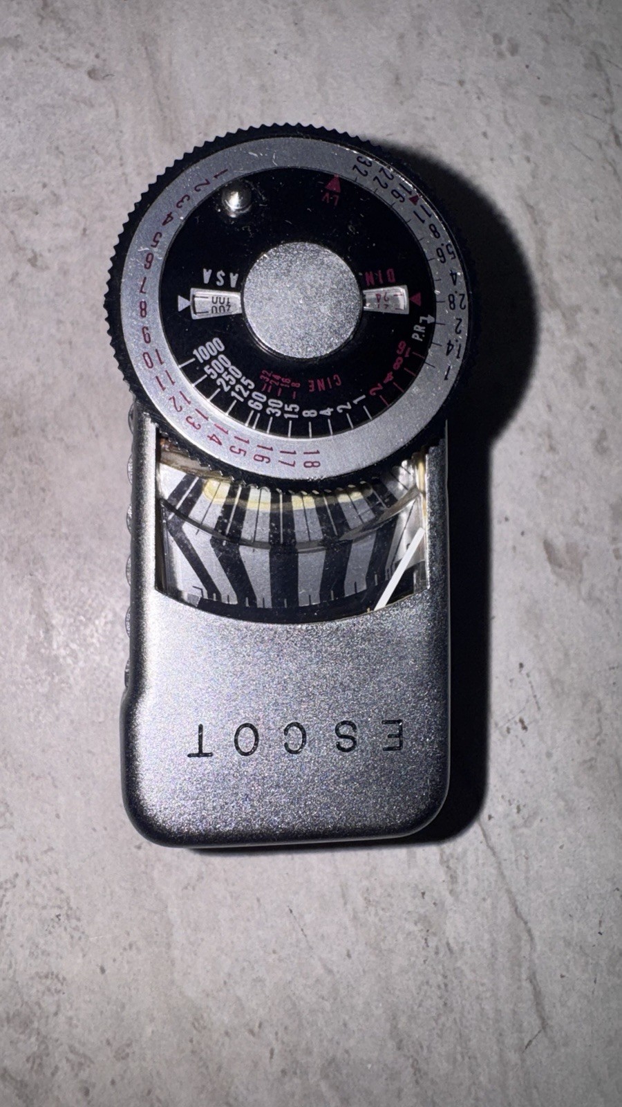 Vintage On Camera ExposureLight Meter ESCOT. Japan Untested Loose Plastic Film
