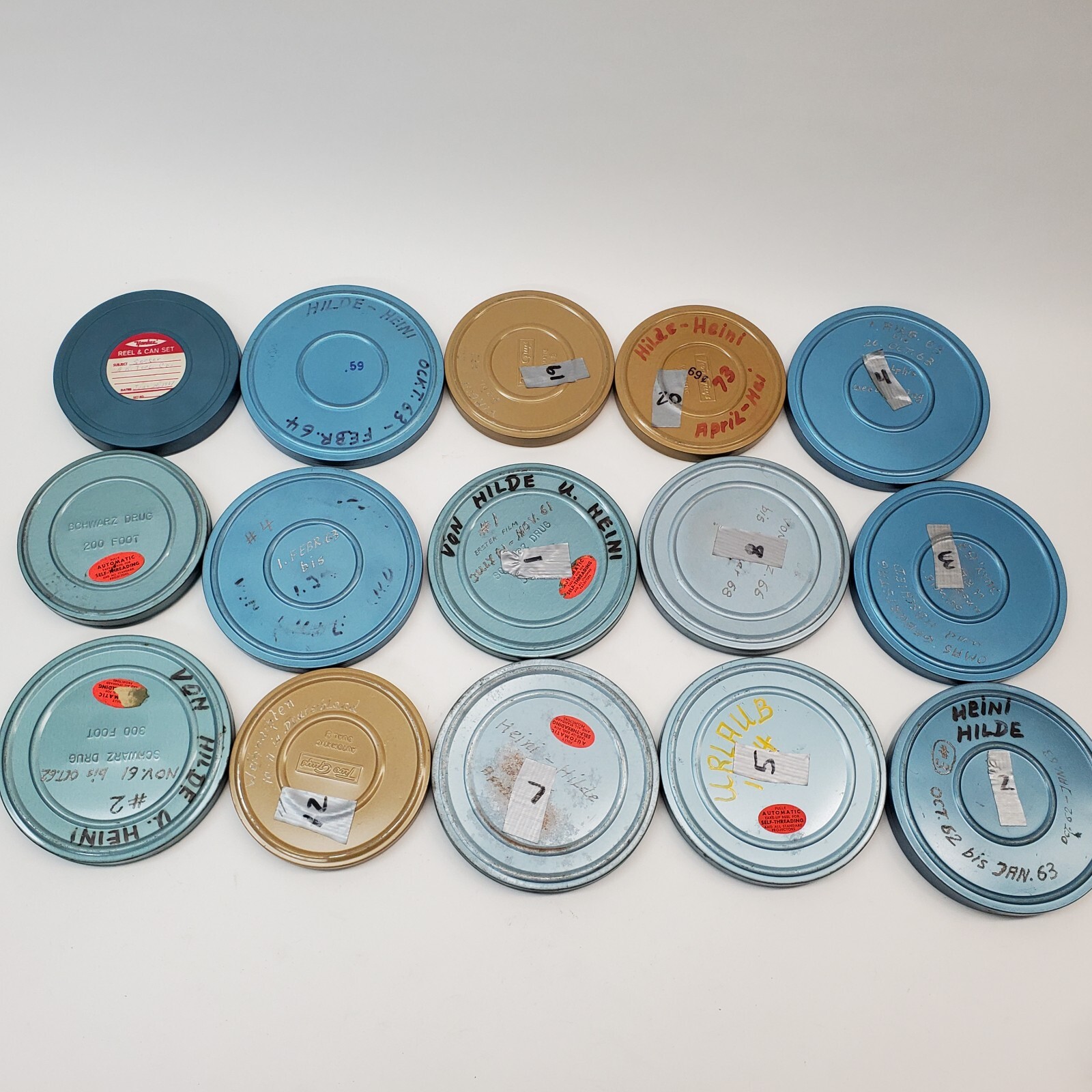 Vtg 1960s 8mm Film Reels Can w/ Metal Storage Container German Family Volkswagen