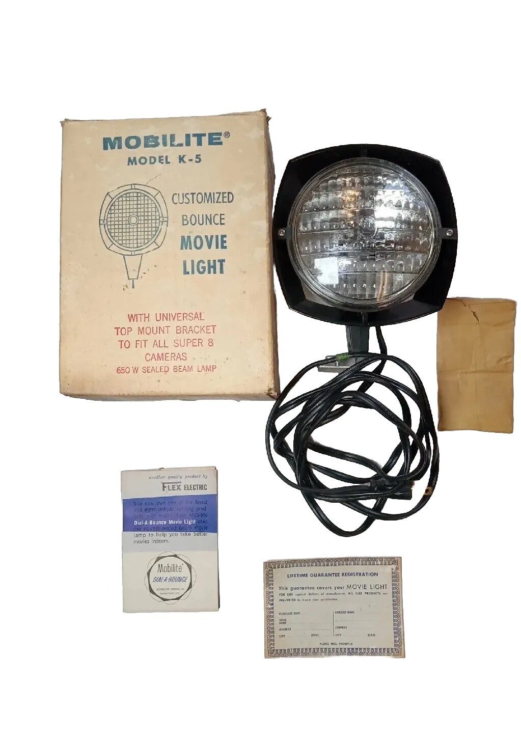 VINTAGE FLEX ELECTRIC MOBILITE MODEL K-5 SUPER 8 CAMERA MOVIE LIGHT