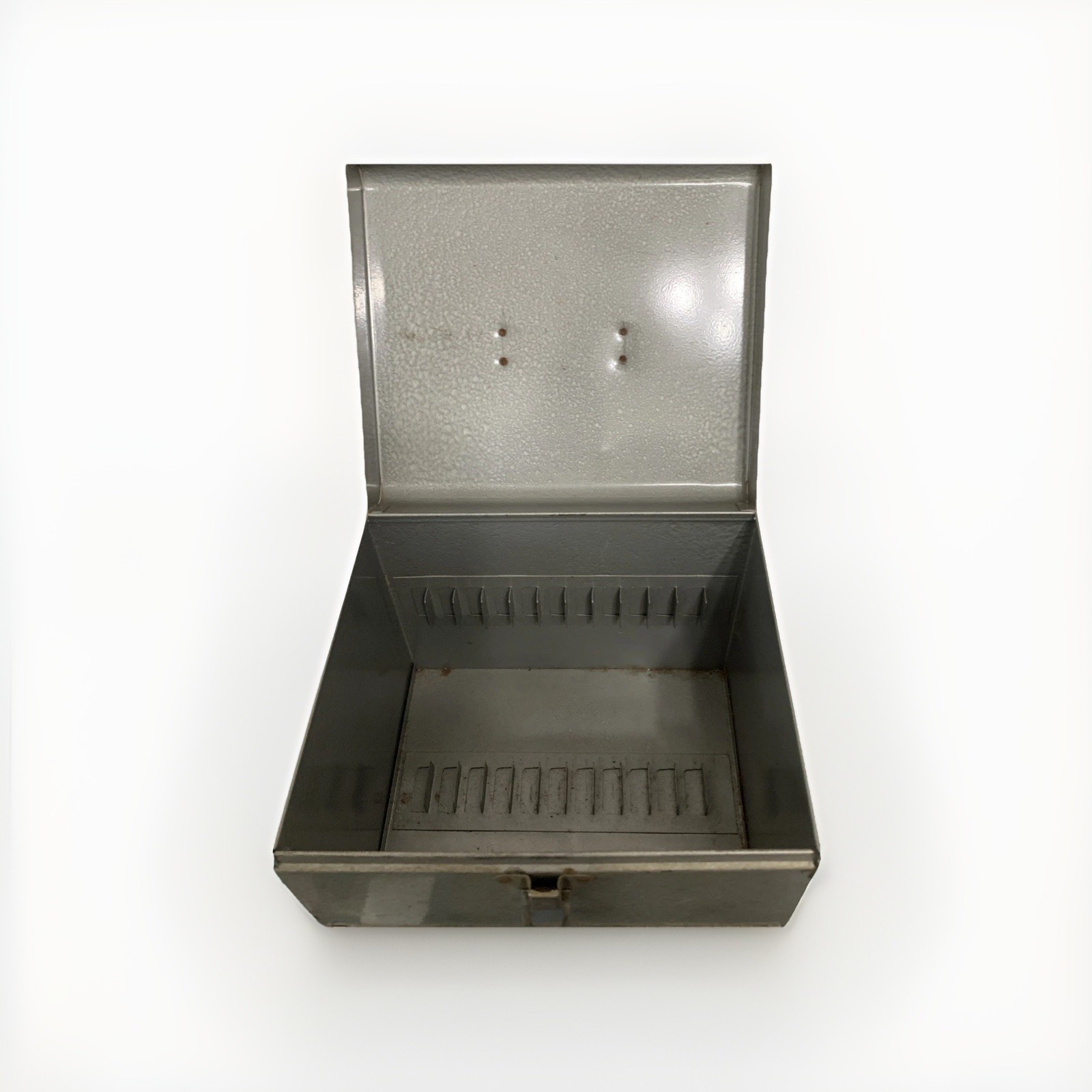 Large Metal Excelsior 8.5”X 7.5”X 7.5” Carrying Case Holds 12 8mm Film Canisters
