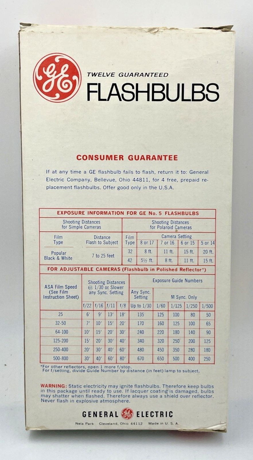 VTG New Unused GE #5 Camera Flashbulbs in Original Box 12 bulbs