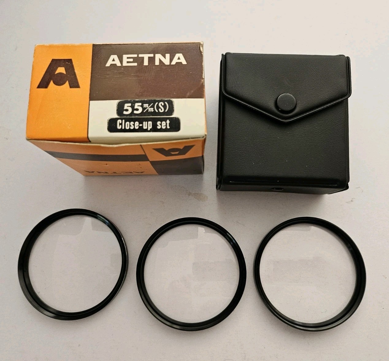 NEW NOS Aetna Optical ROKUNAR 55mm Close-up FILTER SET in Orig Box +1 +2 +4