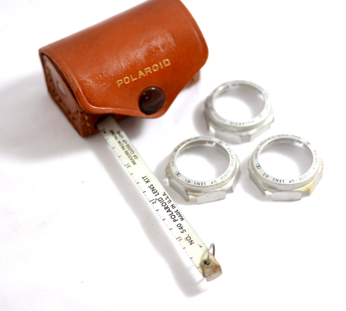 VINTAGE POLAROID CAMERA 3 PIECE CLOSE-UP LENS SET WITH TAPE MEASURE
