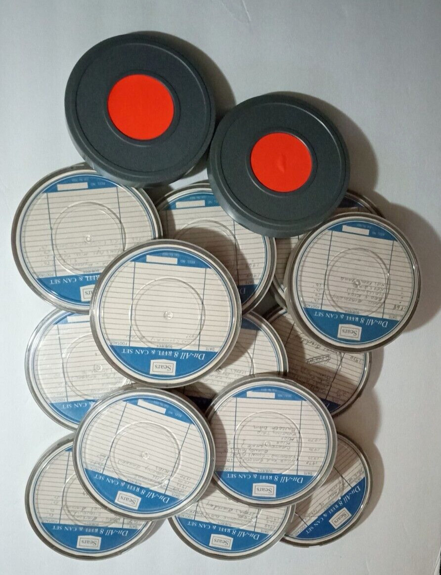 Lot Of 13 Sears Du All Film Cans with Empty Reels Late 1960’s Early 70’s Plus 2