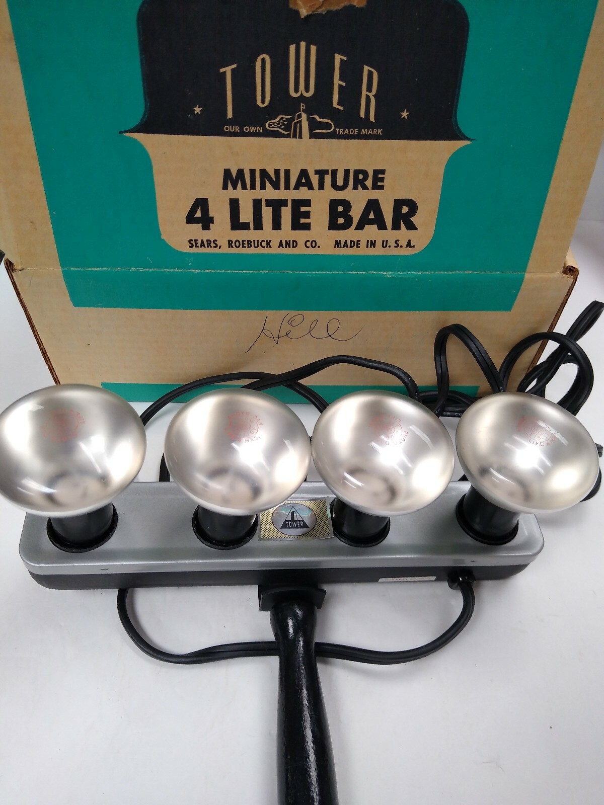 Vintage Tower Sears Roebuck And Co Photo Miniature 4 Lite Bar Tested & Works