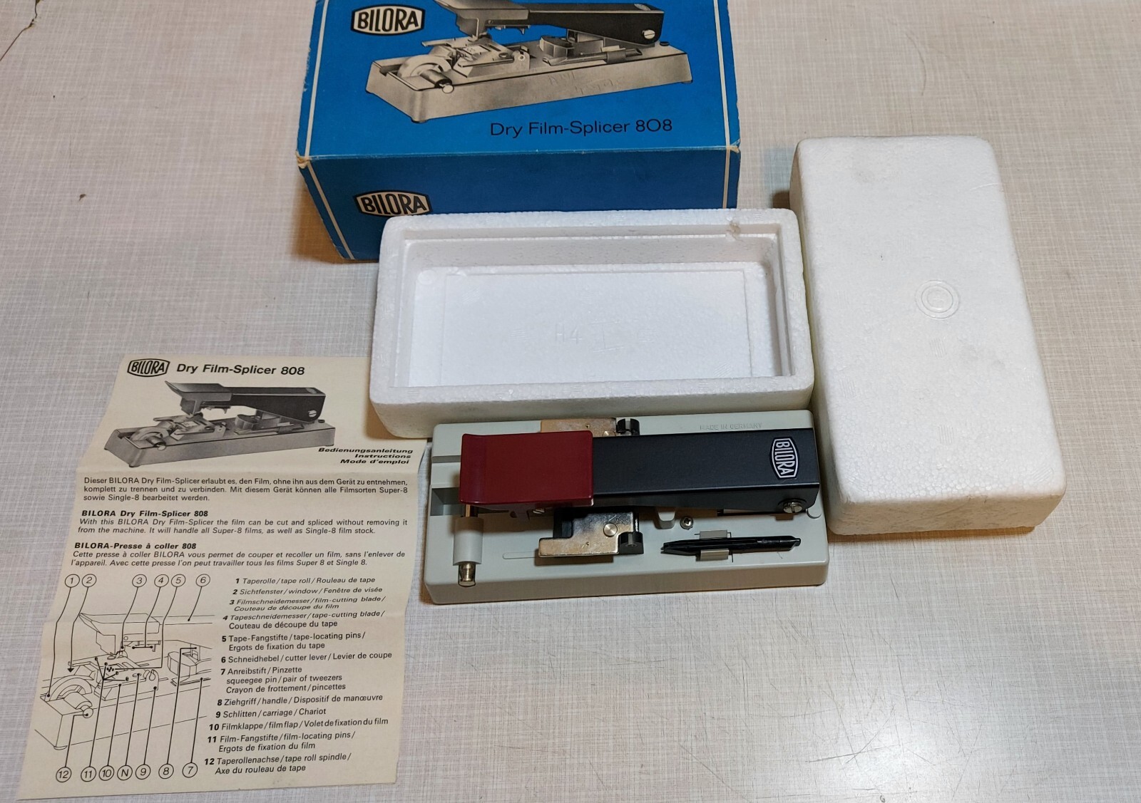 📽 VINTAGE NIB BILORA SUPER 8mm 808 DRY FILM SPLICER W. GERMANY