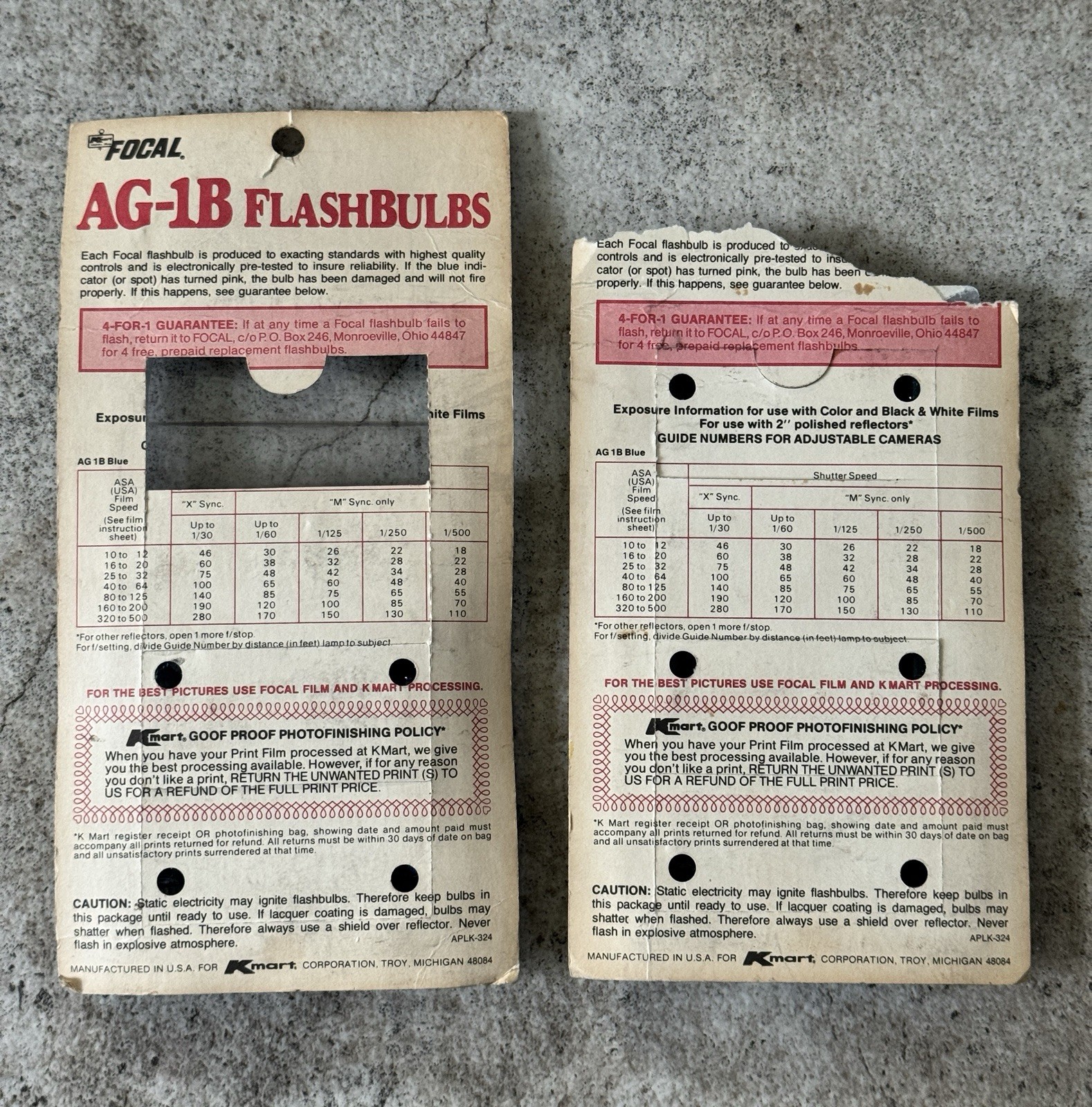 Vintage 1980s Focal AG-1B Flashbulbs – 41 Blue Bulbs – Original Kmart Packaging