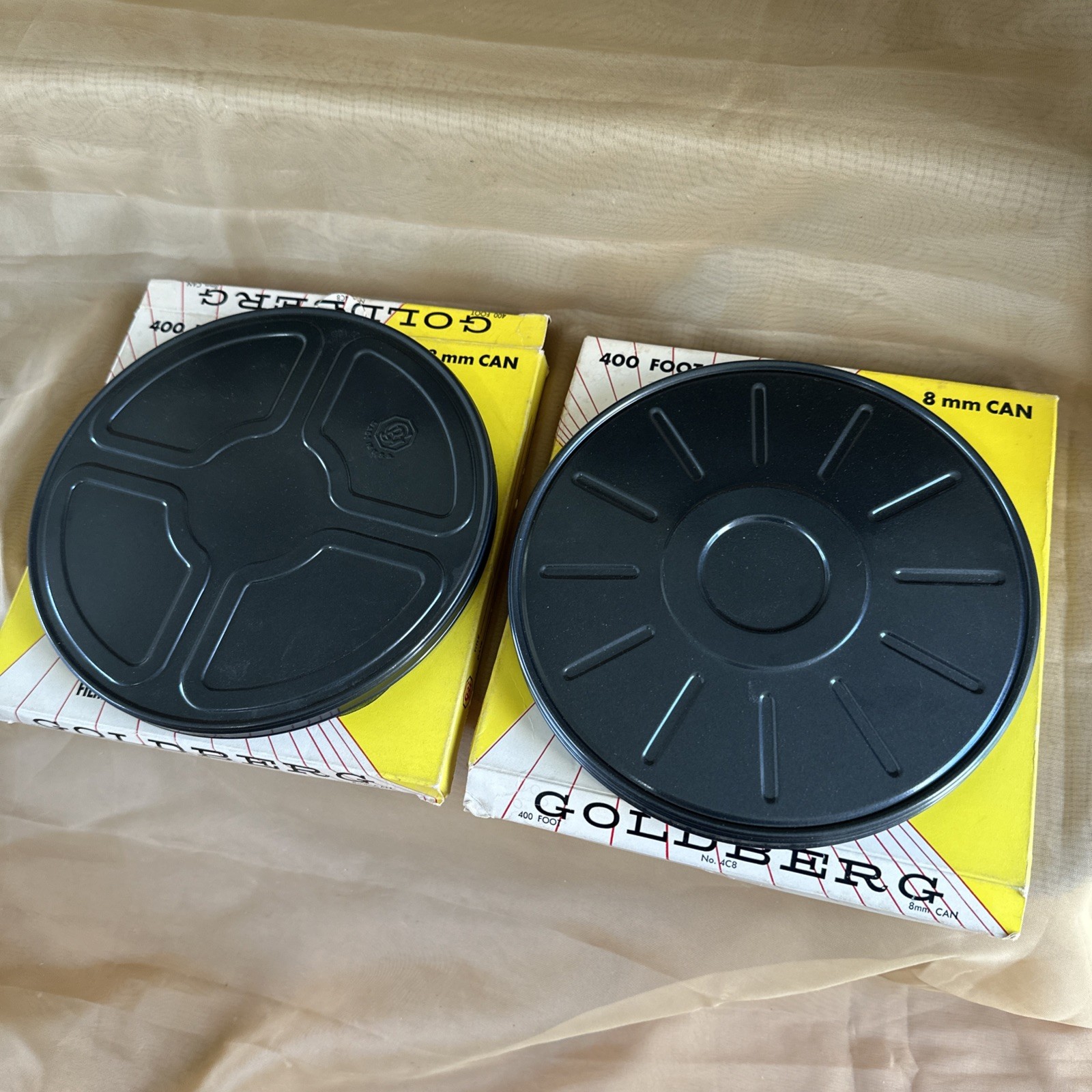 VINTAGE GOLDBERG DUST PROOF 8mm 400ft Storage Cans For Standard Or Super 8 Film