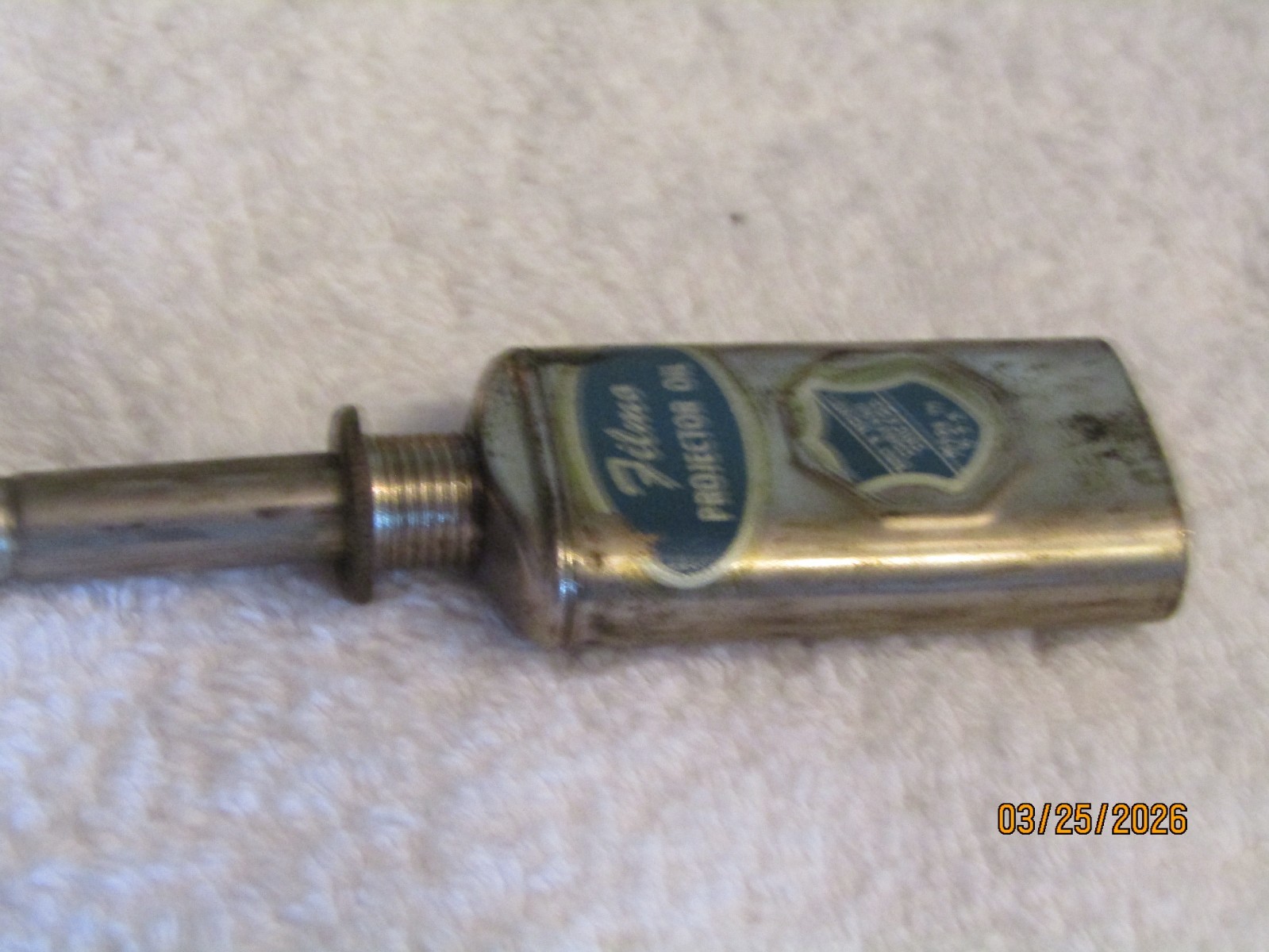 Vintage 1930s Bell & Howell Filmo Projector Oil Metal Bottle Container Chicago