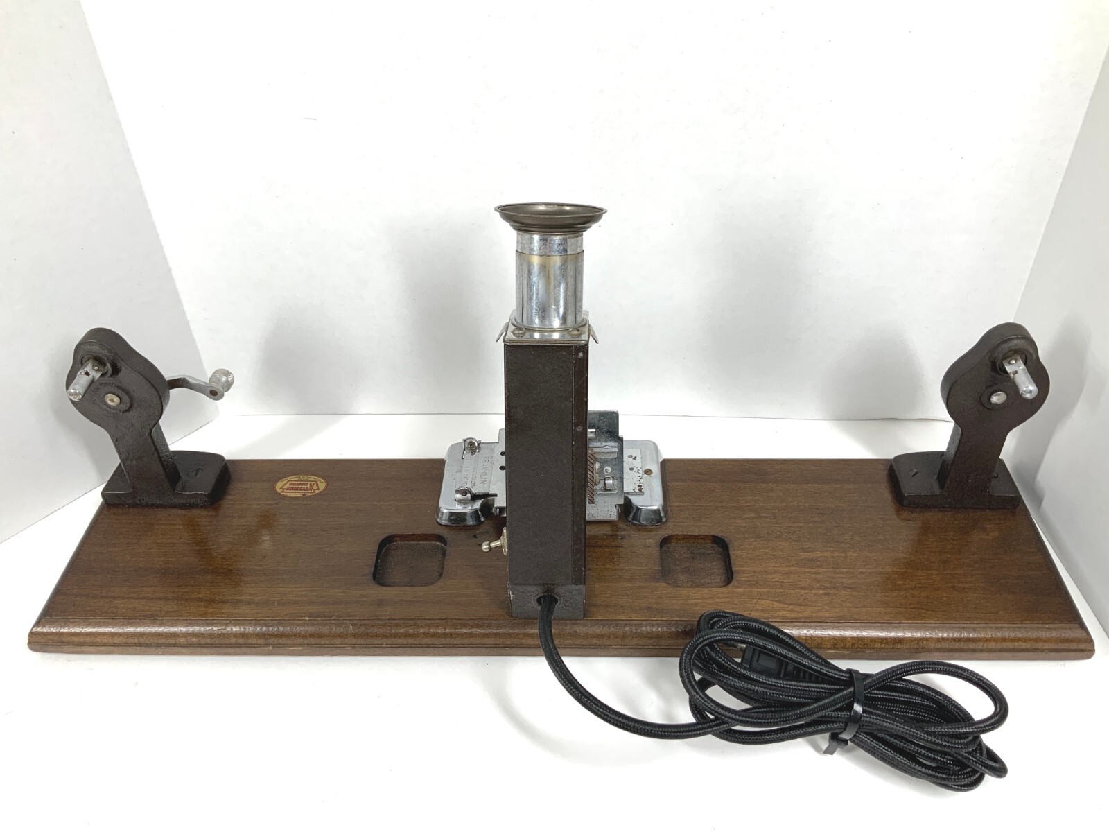 Antique Film Splicer Editor Keystone Boston Wooden Base Eyepiece And Light Works