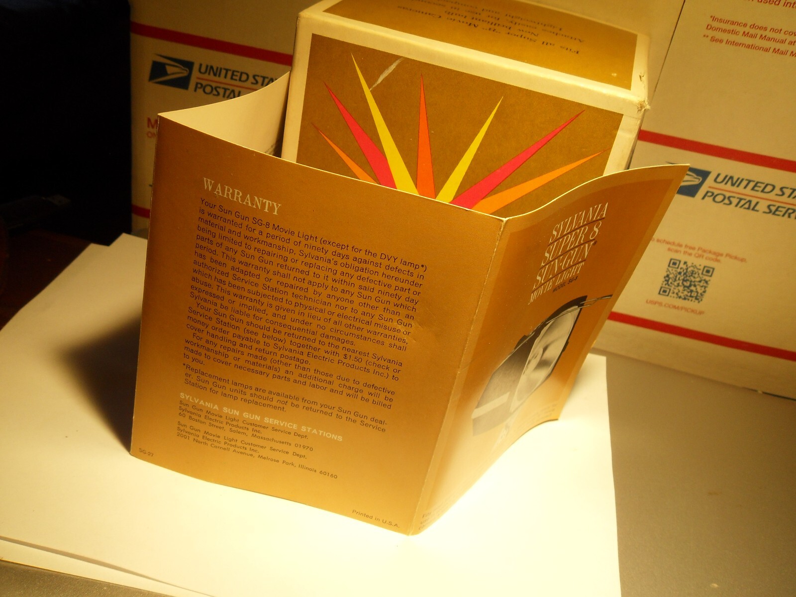 Vintage Sylvania Sun Gun S.G.VIII 650w 120v Tested Works W/ Extra Bulb & Box