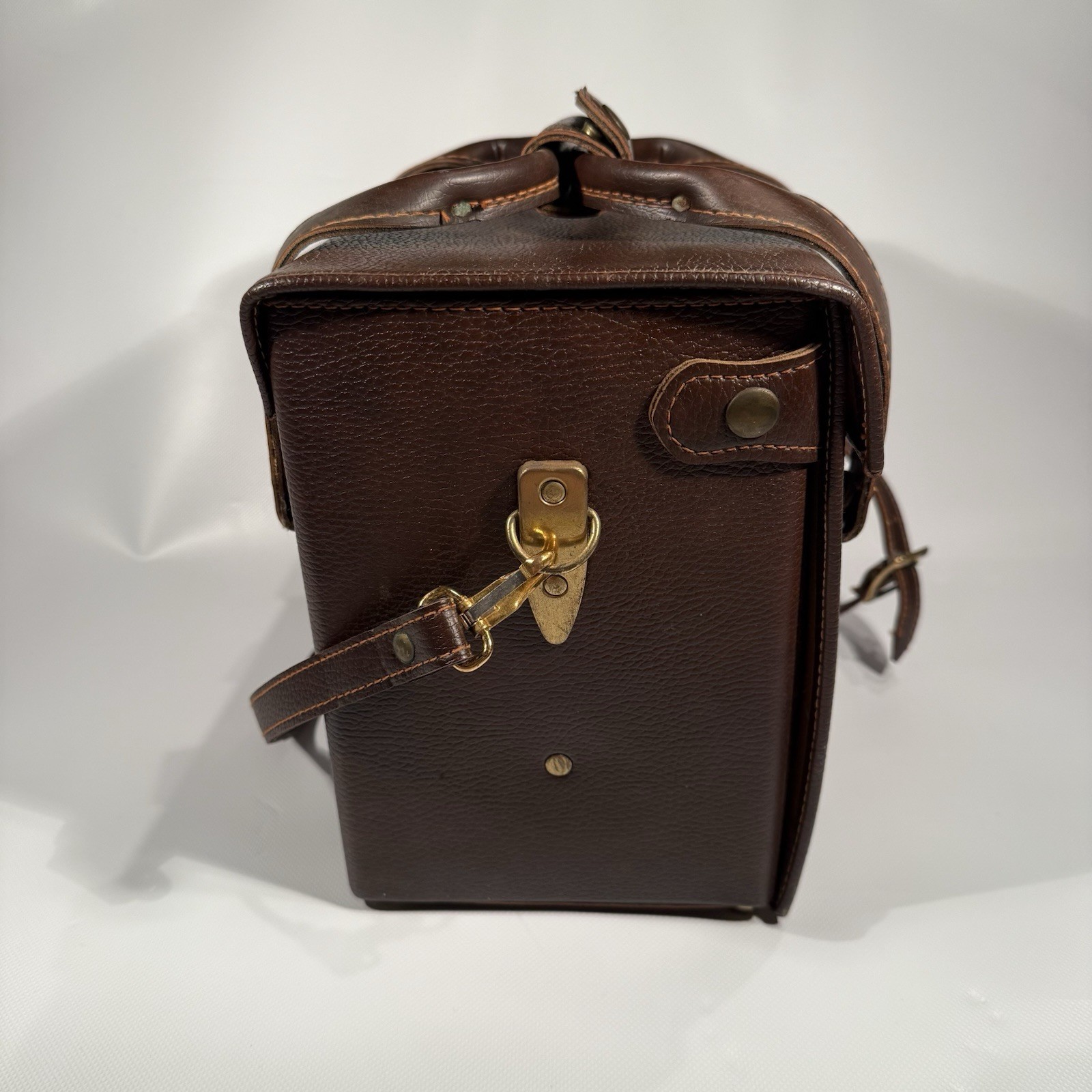 Vintage FOCAL Brown Leather Top & Front Opening Camera Case w/ KEY & Strap