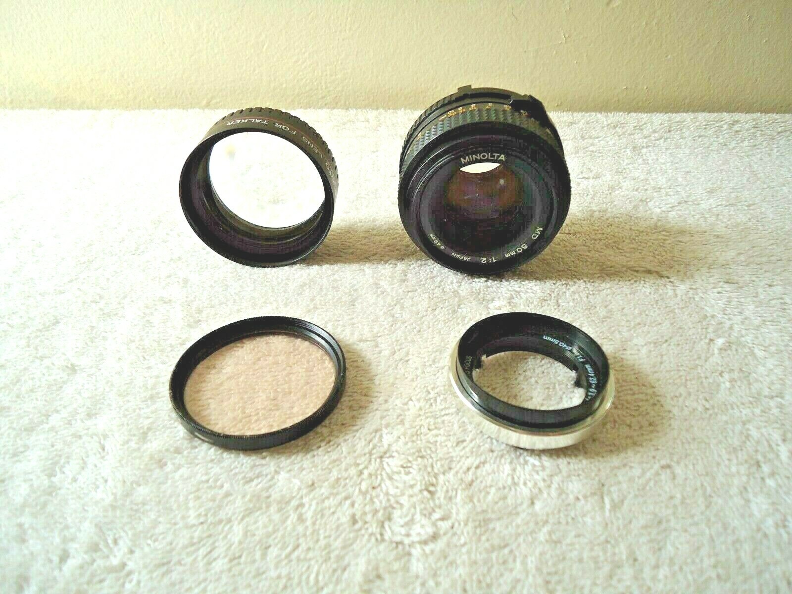 Vintage Mixed Lot Of Camera Lens,etc.Minolta MD 50mm,Star-D Aux.,etc.Items