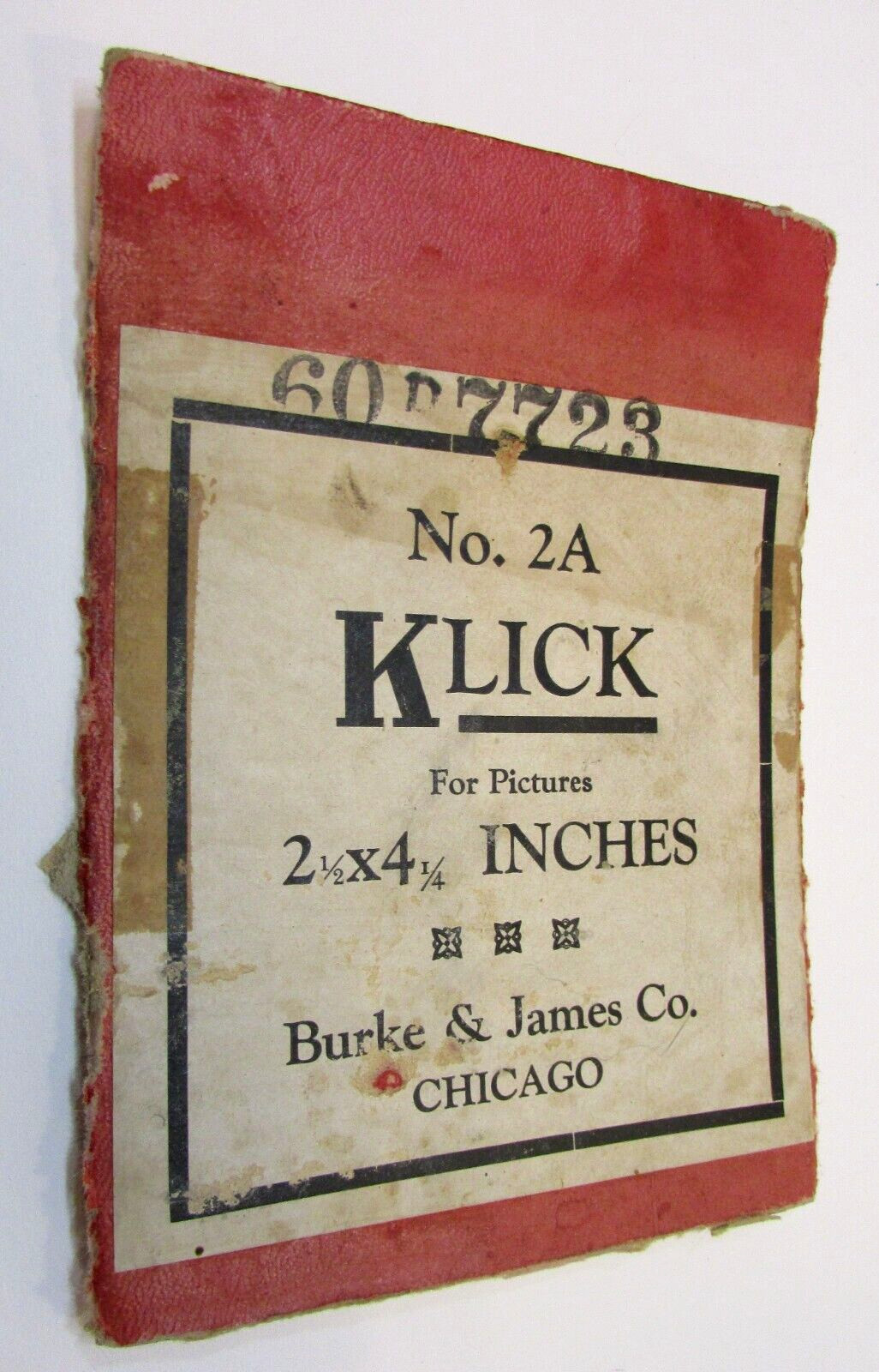 Old Cardboard Box End Only for Antique 2A Klick Camera Burke James Chicago USA