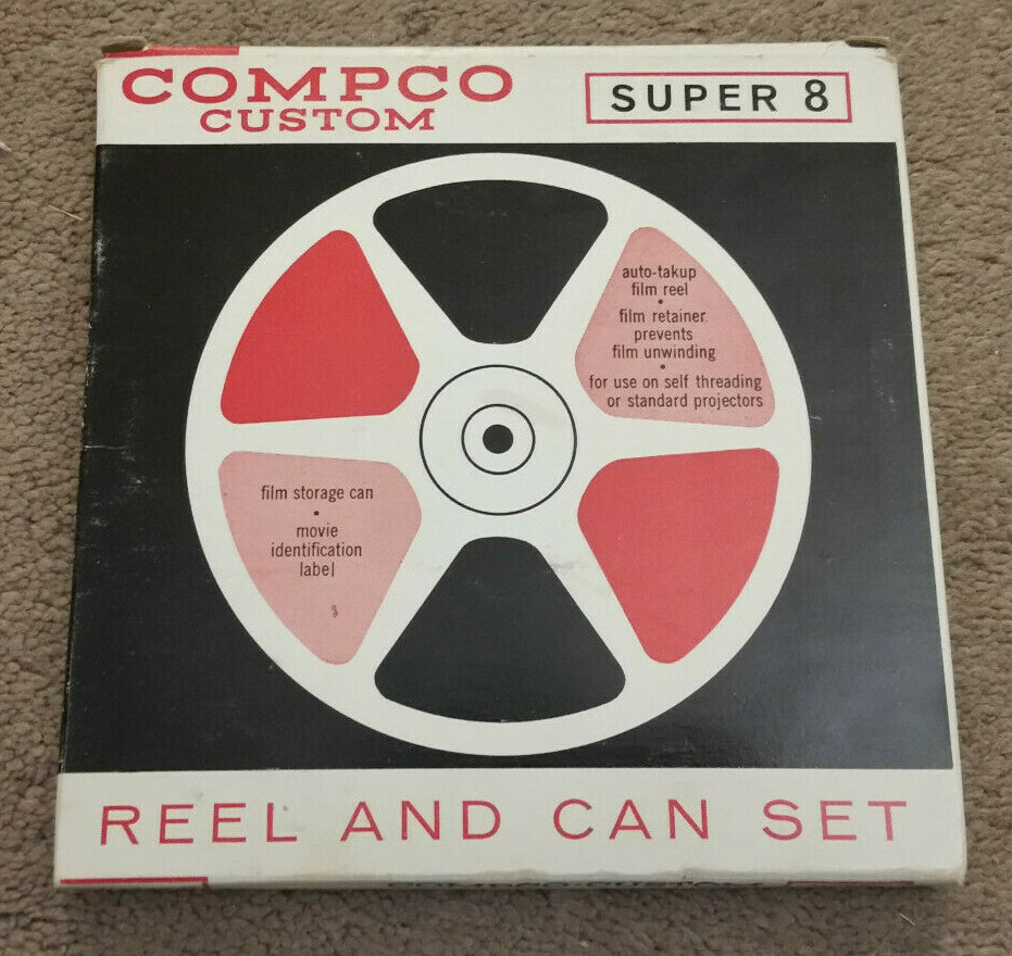 Compco Custom Super 8 Metal Reel and Can Set Model 884 VTG