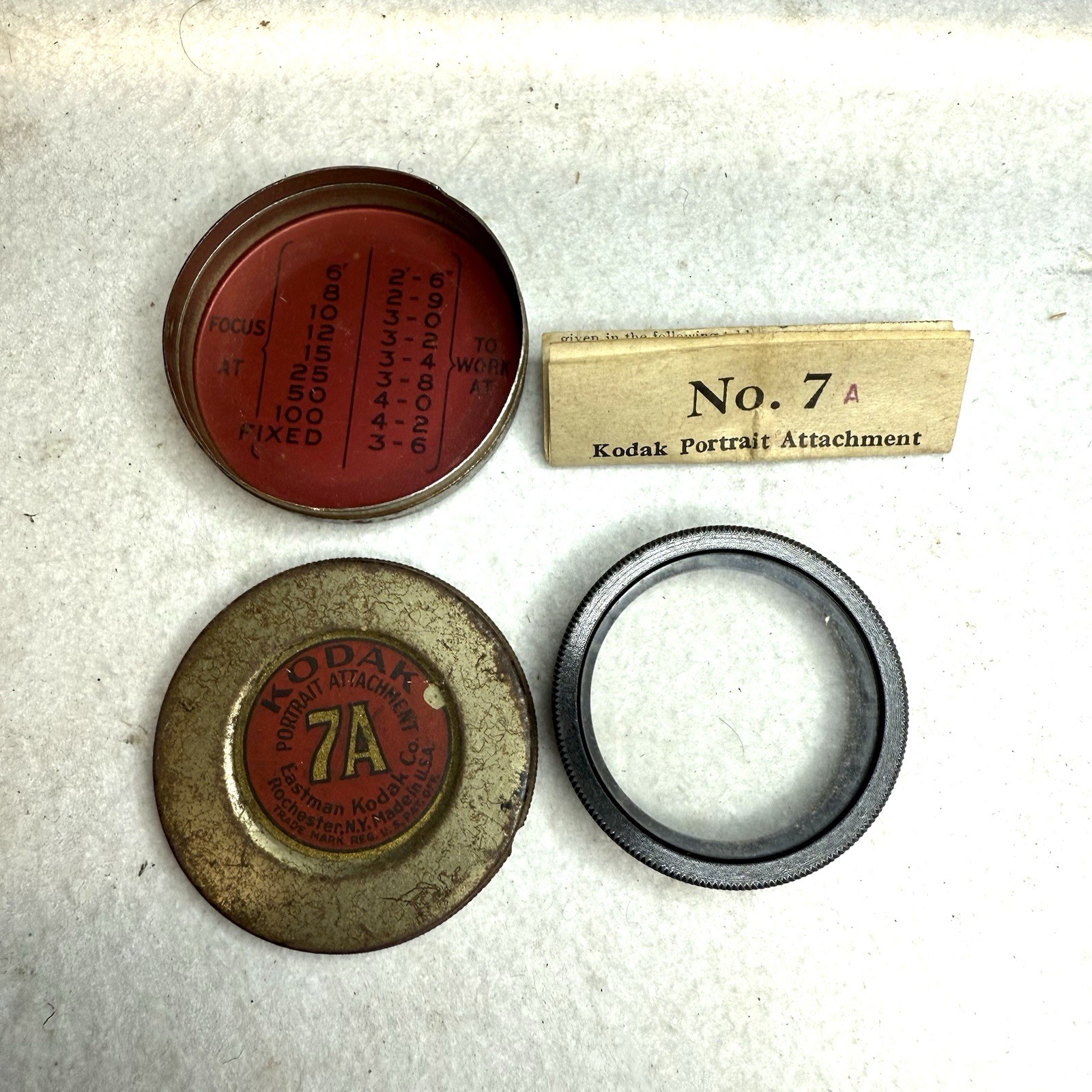 Vintage Kodak Portrait Attachment #7A Eastman Miniature Tin Case Canister