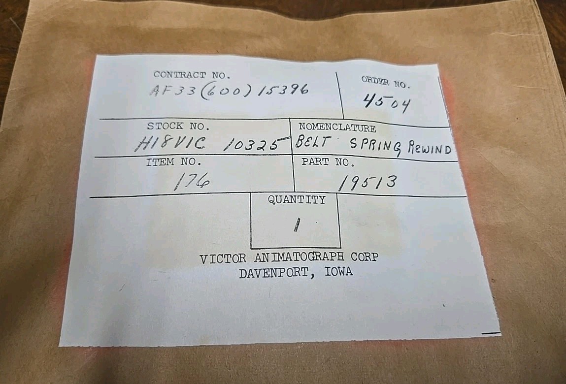 Victor Animatograph 16mm Projector Wire-Spring Rewind Belt Victor Part # 19513