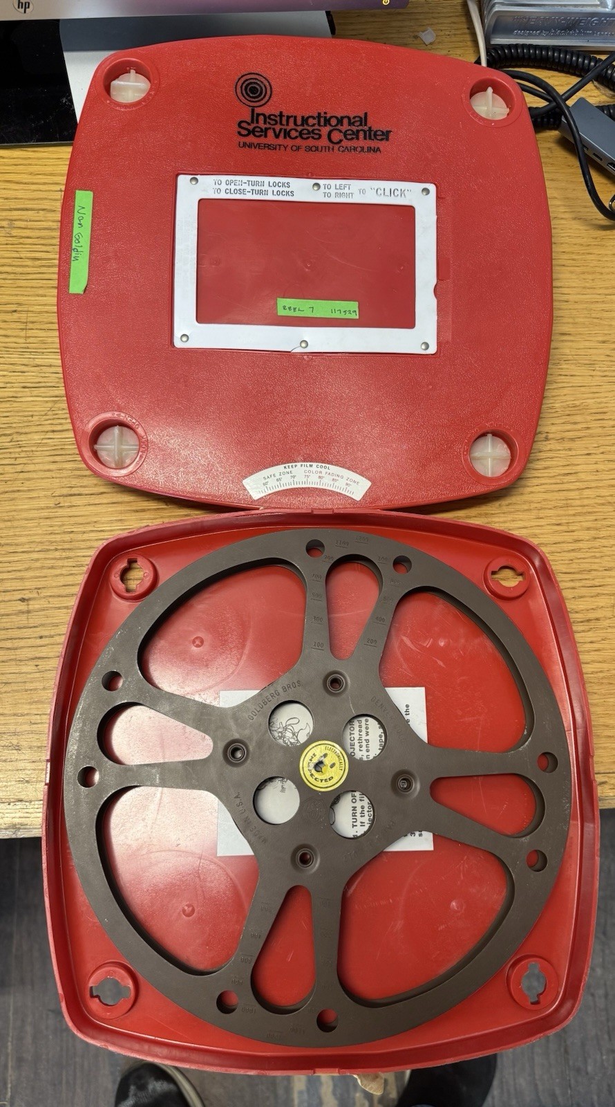 Vintage 16mm Goldberg Brothers Movie Reel Metal Brown 12 Inches Nan Goldin Label