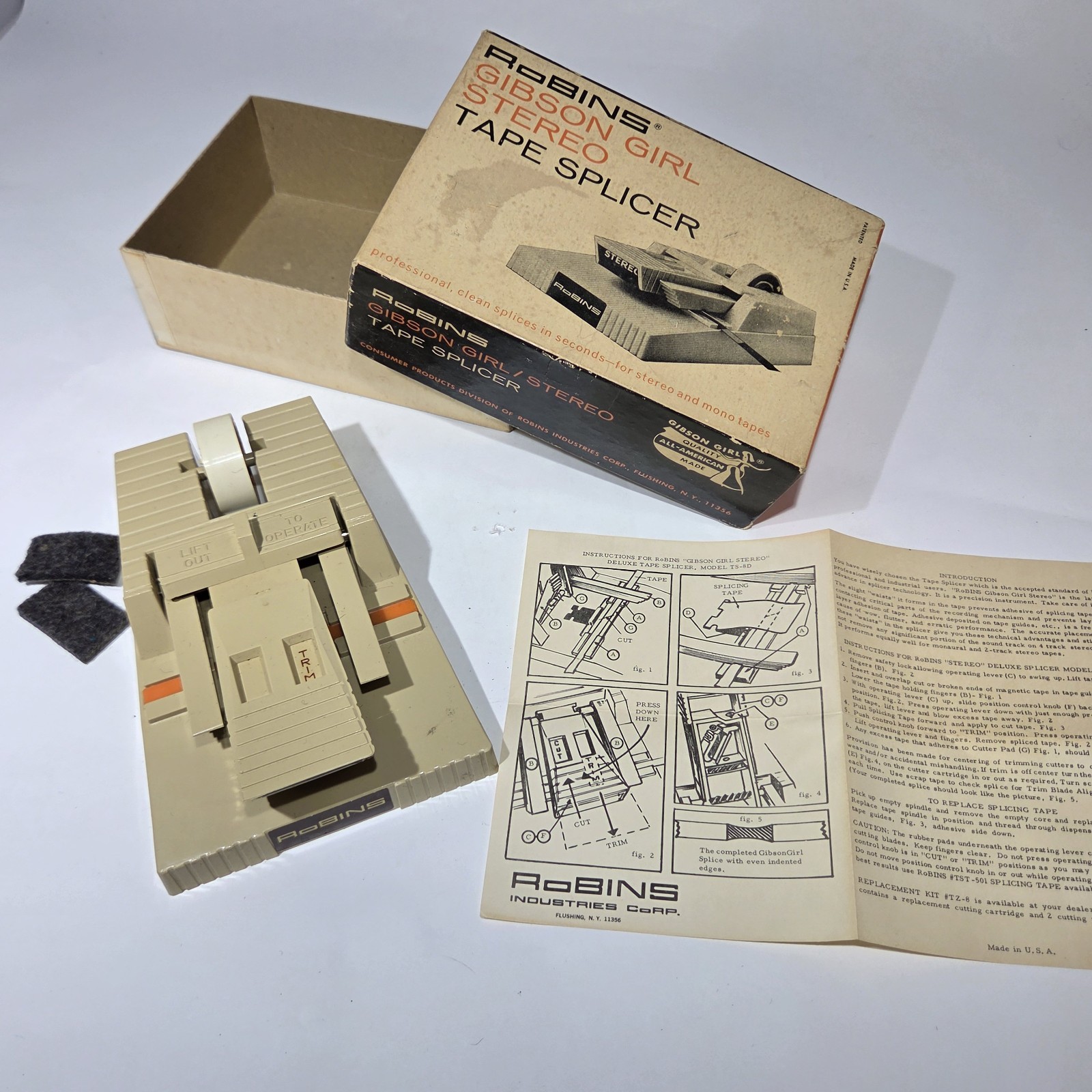 Robins Gibson Girl Stereo Tape Splicer TS-8D w Box Directions Parts