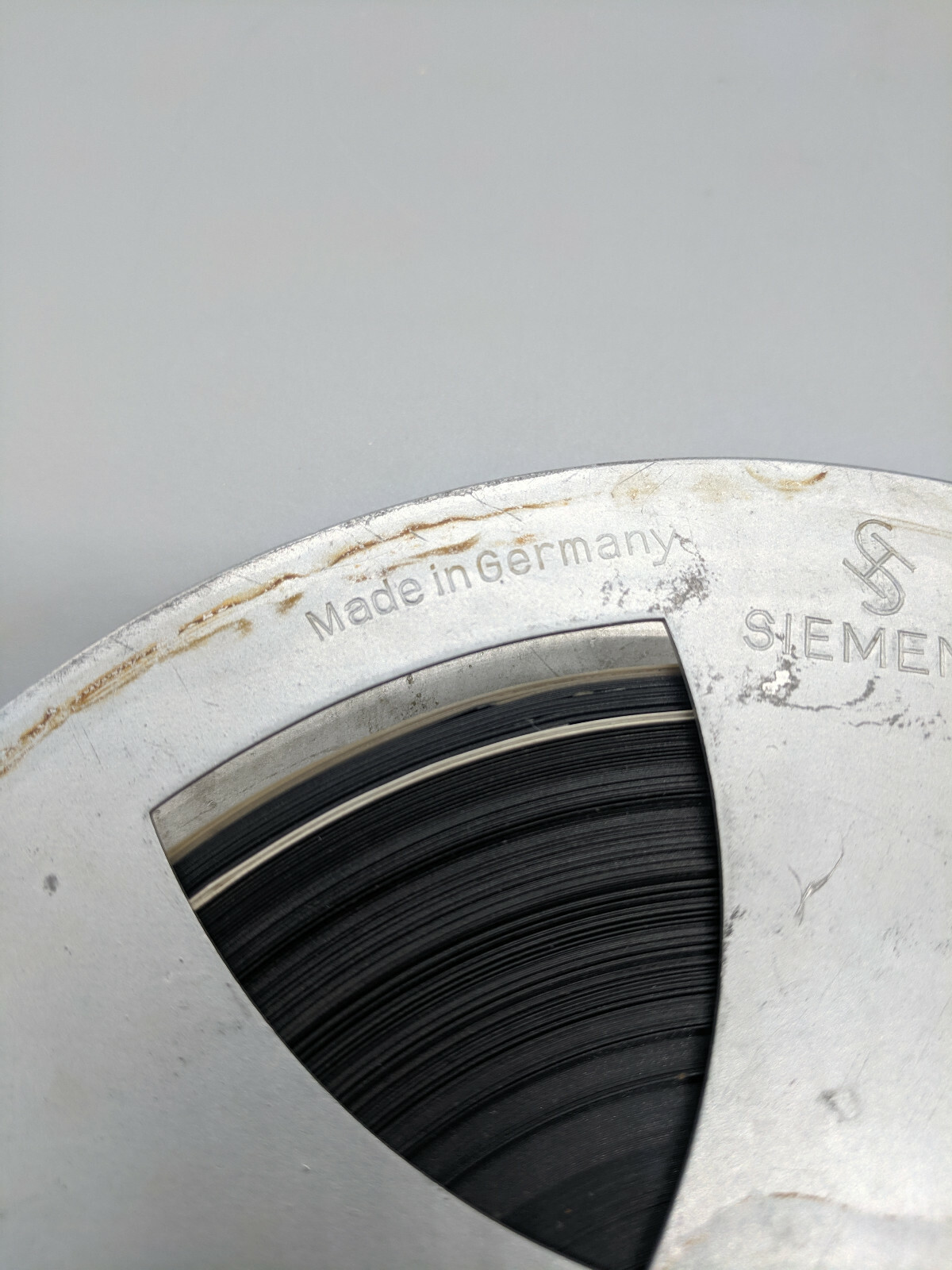 Vintage Siemens German 7″ 1/2″ Tape Metal Reel with 1964 Air Defence Command Fil