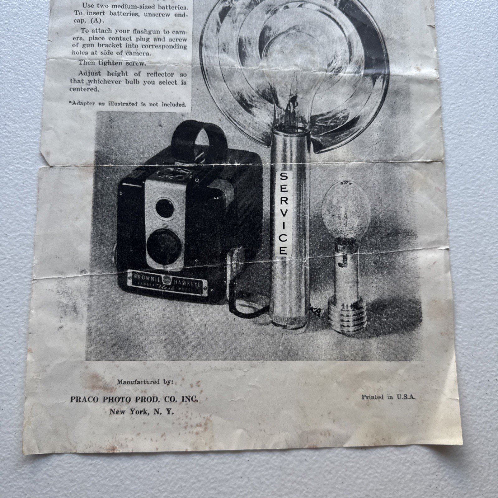 Brown Hawkeye Flash Model Camera Prado Photo Prod. Co. Advertising Sheet Vintage