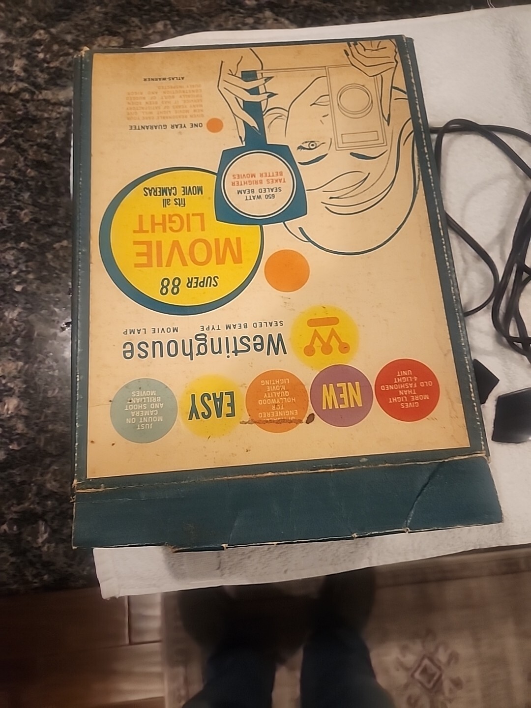 Vintage Super 88 650 Watt Sealed Beam Movie Light w/Original Box by Westinghouse