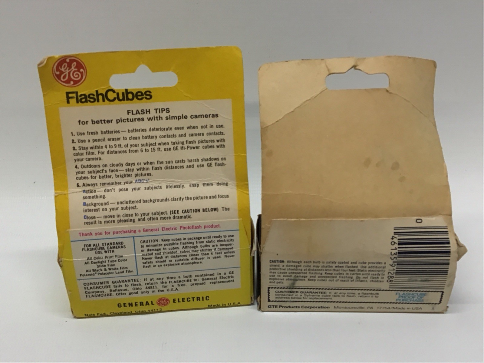 Vintage Film Photography Flashcubes GE & GTE Boxed 6 Cubes 24 Flashes
