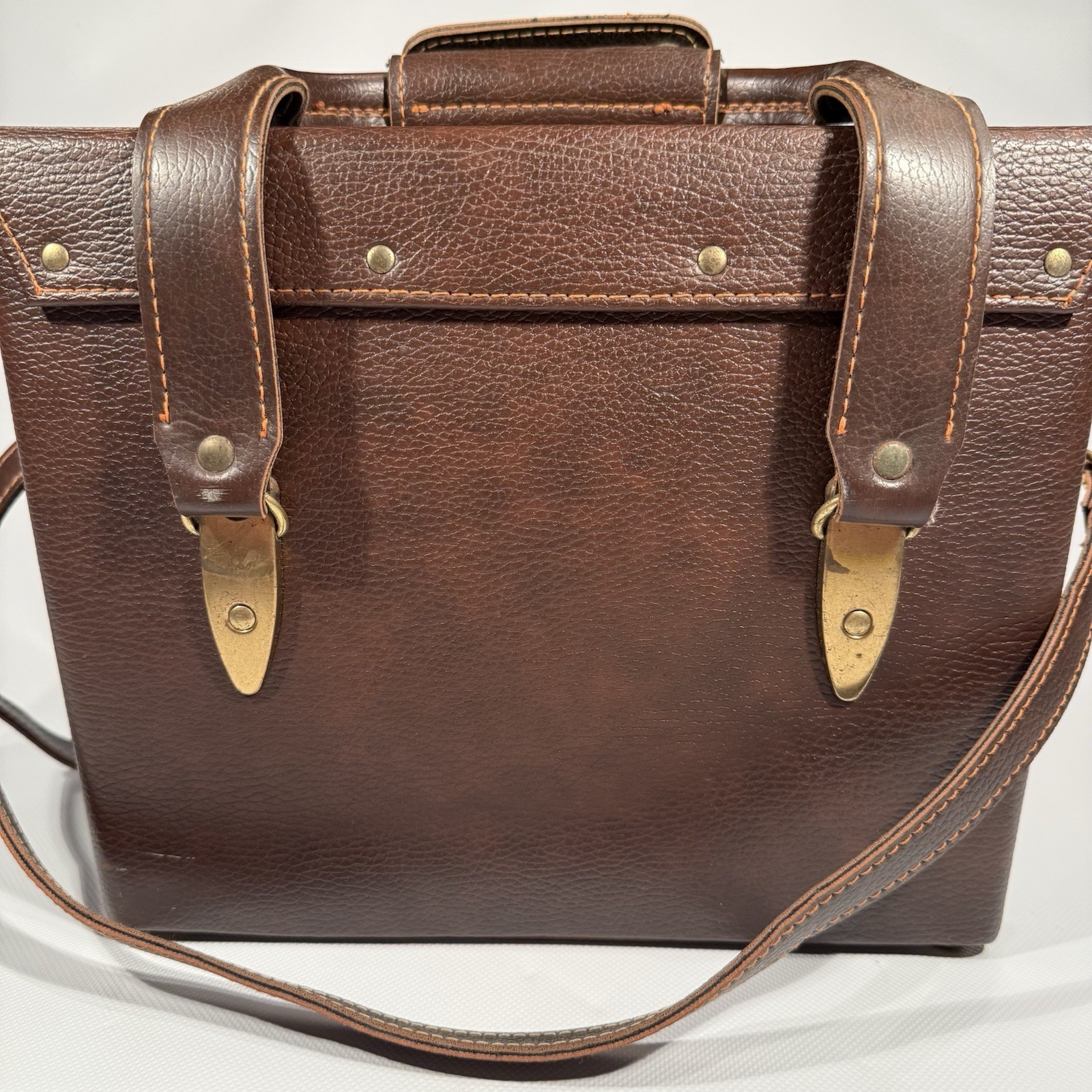 Vintage FOCAL Brown Leather Top & Front Opening Camera Case w/ KEY & Strap
