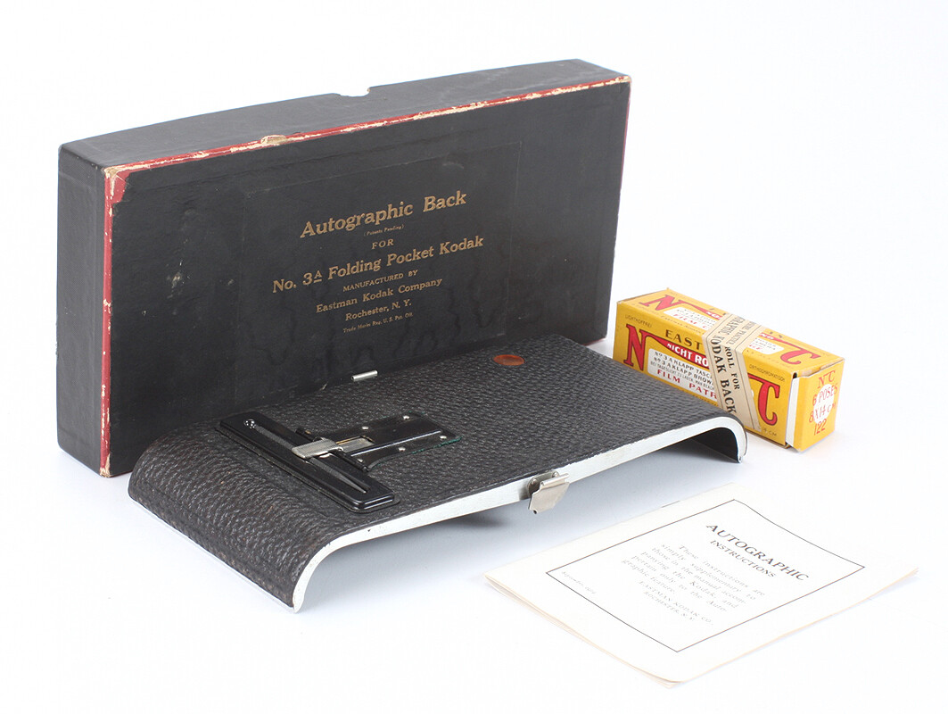 AUTOGRAPHIC BACK FOR NO. 3A FOLDING POCKET KODAK + PRACTICE FILM/cks/199318