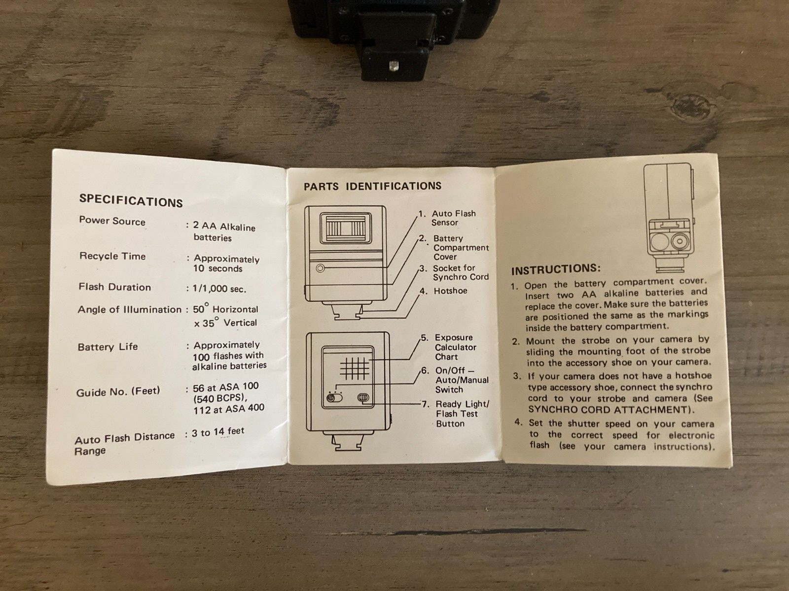 Vintage JCPenney Automatic Electronic Strobe Flash w/t Instruction Book WORKS