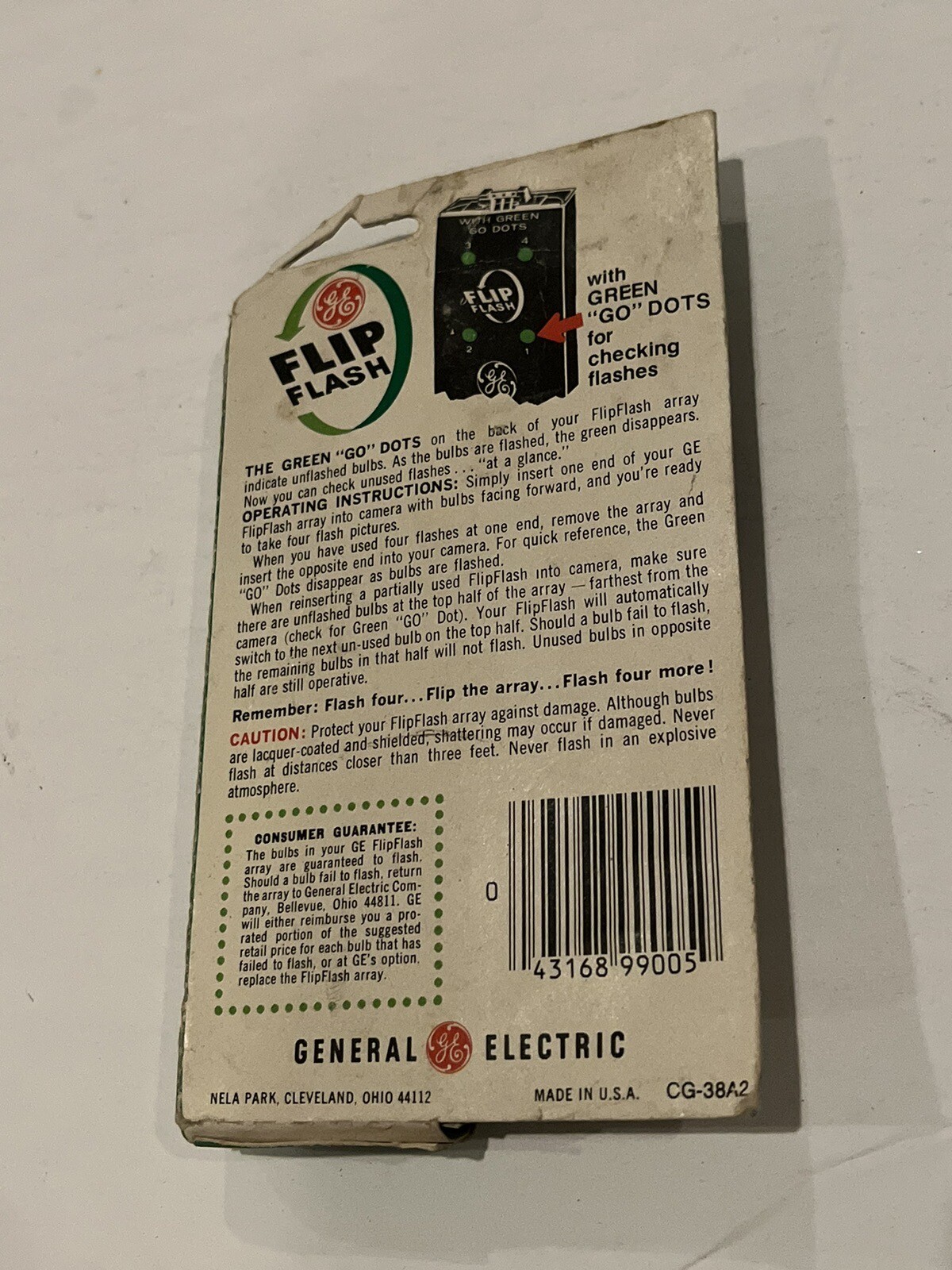 General Electric GE Flip Flash Bar for Kodak & telegraph-insta CG-38A2