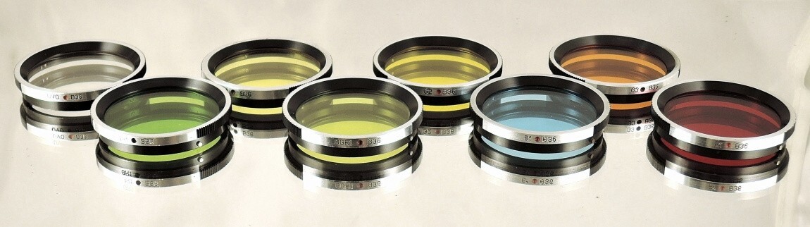 RARE set of eight filters B36 for Flexaret MEOPTA Czechoslovakia genuine MINT