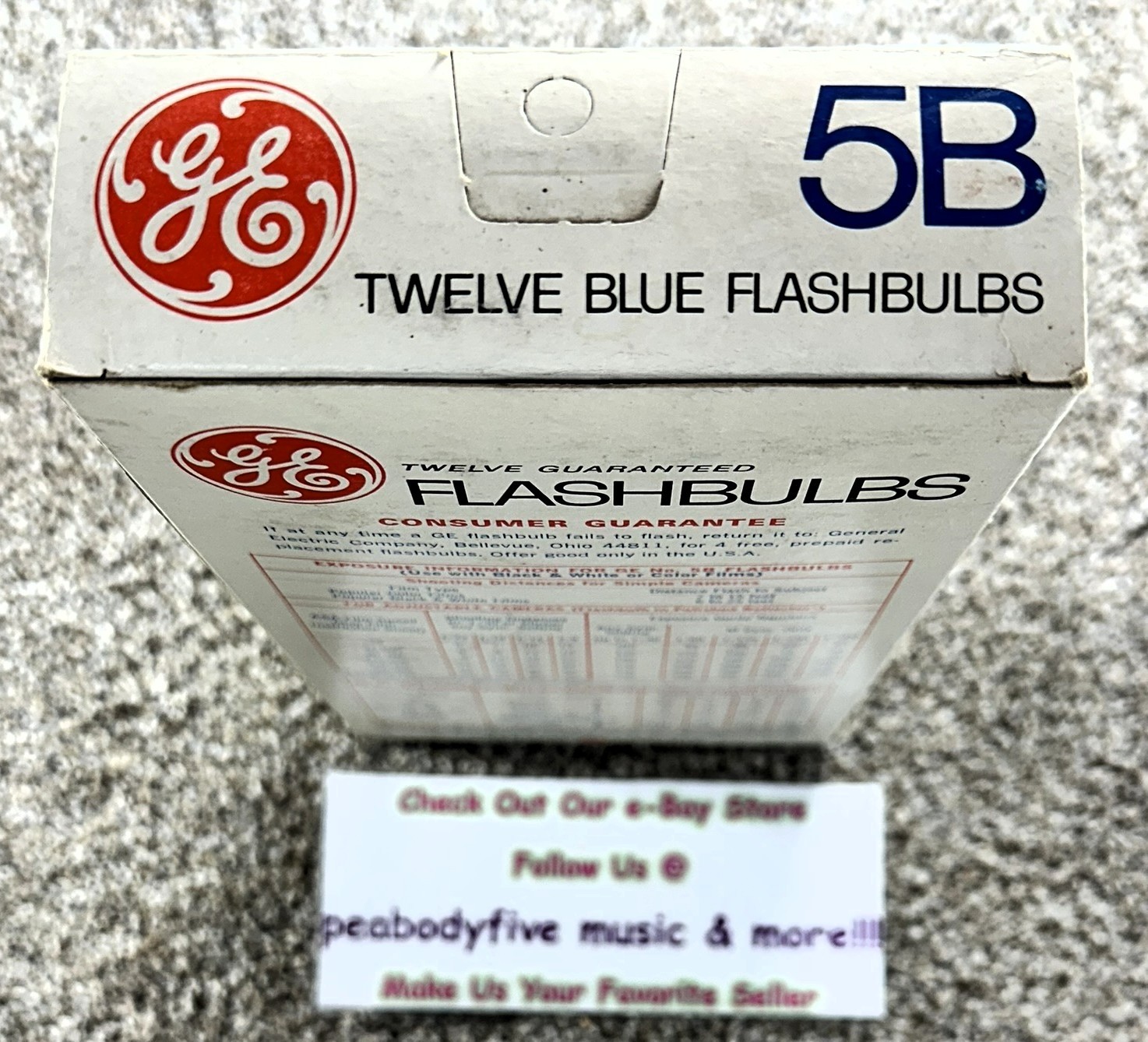 Vintage GE GENERAL ELECTRIC #5B Flashbulbs FULL Box Of 12 (BULBS) New Old Stock