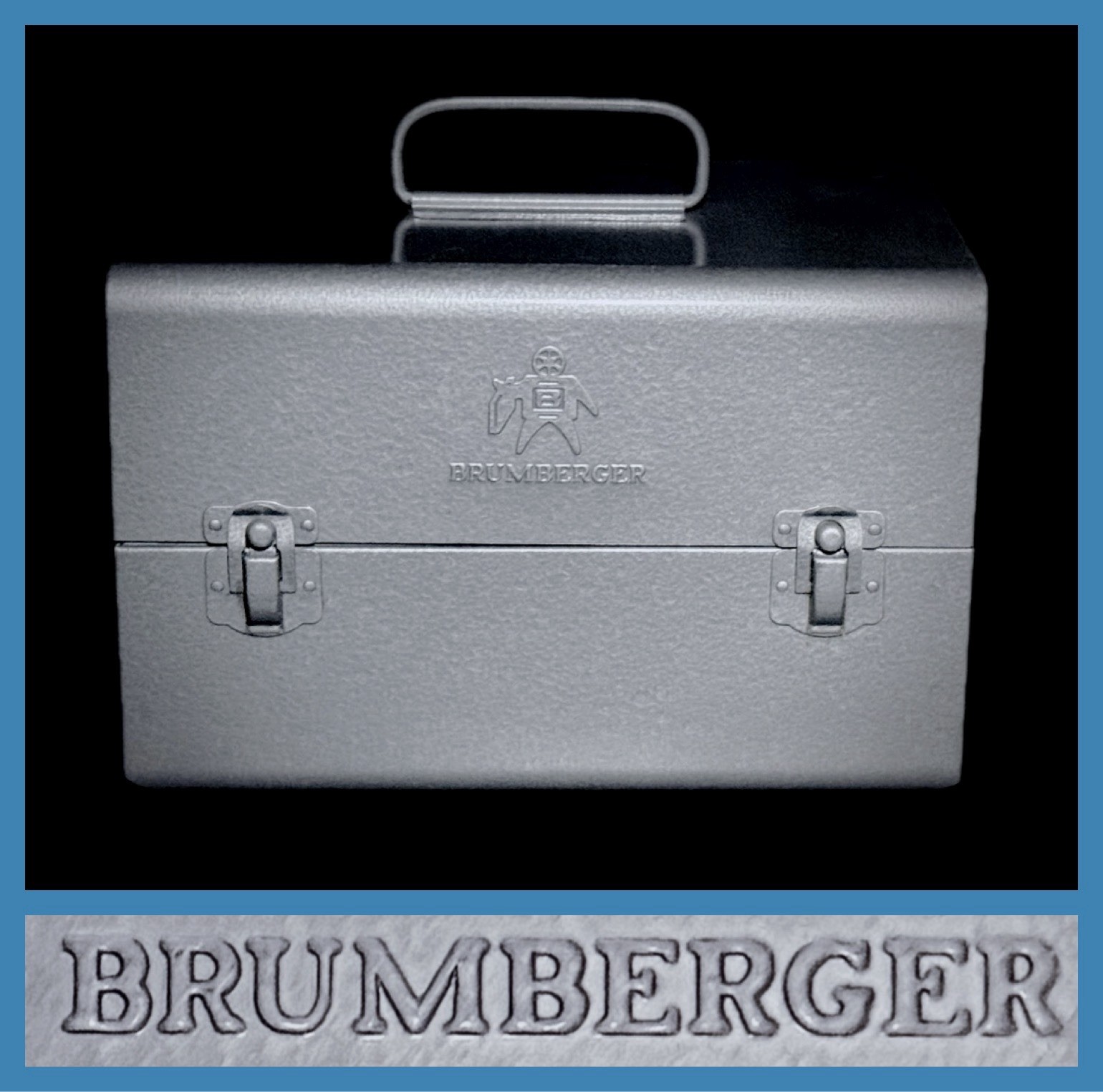Vintage Brumberger Super Clean Industrial Modern Metal Case Film Reels