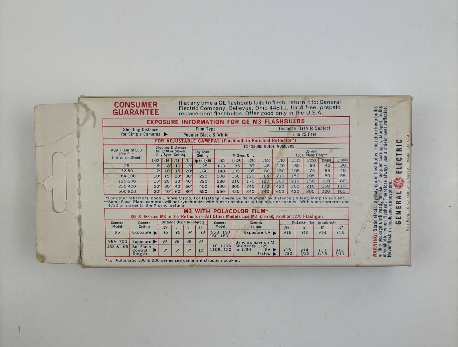Vintage GE M3 Flashbulbs Box of 11 Unused Bulbs Camera Flash Photography