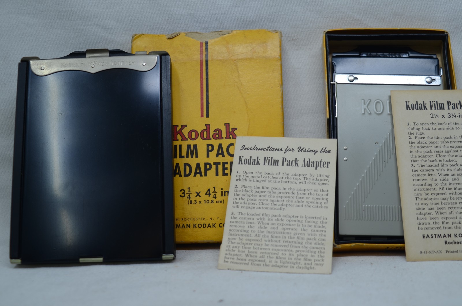Kodak Film Pack Adapter 3.25×4.25 and 2.25 x 3.25 inch Vintage Original Box