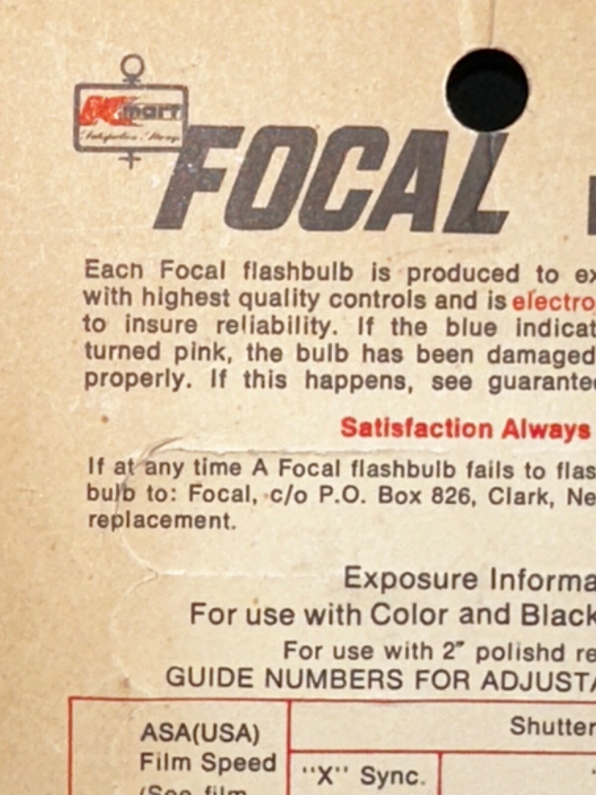Collectible Display K-mart Store Vintage Focal AG-1B Flashbulbs 20 Count KMART