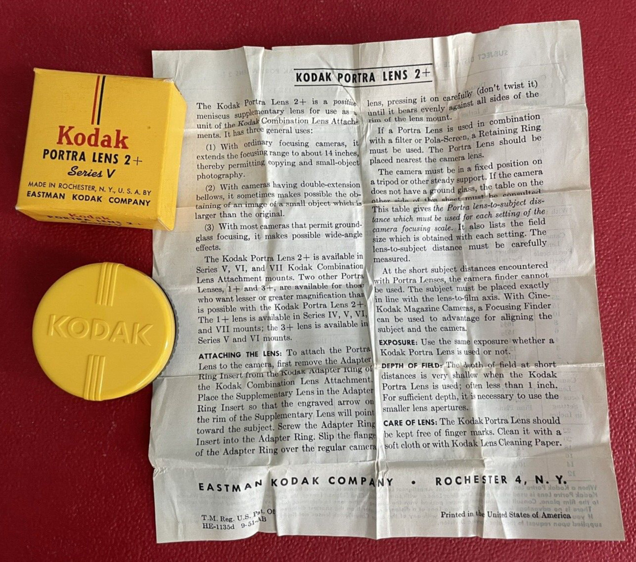 Vintage EASTMAN KODAK CO Porta Lens 2+ Series V w/ Box & Brochure