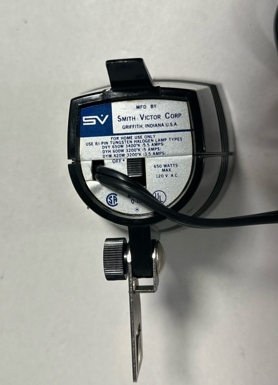 SV Movie Light For Super 8 Camera Q1U Brackets Smith Victor Tested WORKS!!