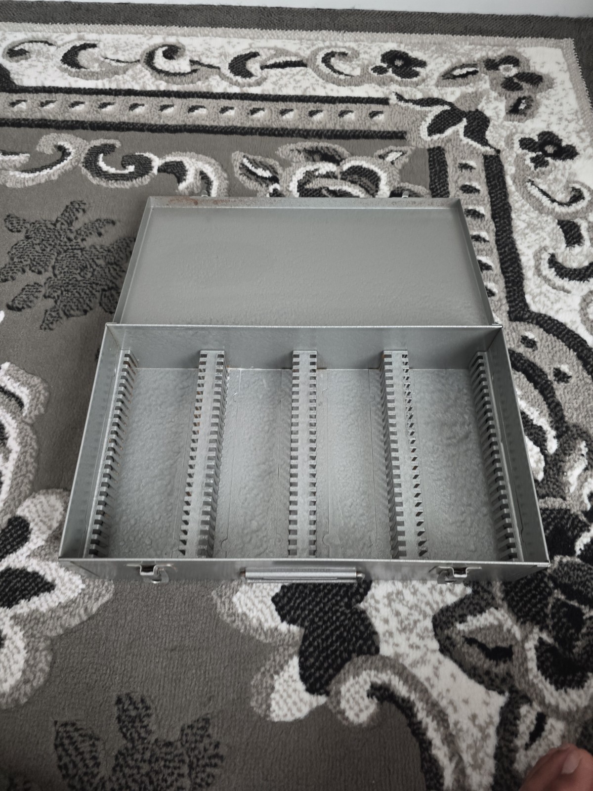 Vintage: Brumberger Photo Slide Metal Storage Case – with 84-Glass Case Slides