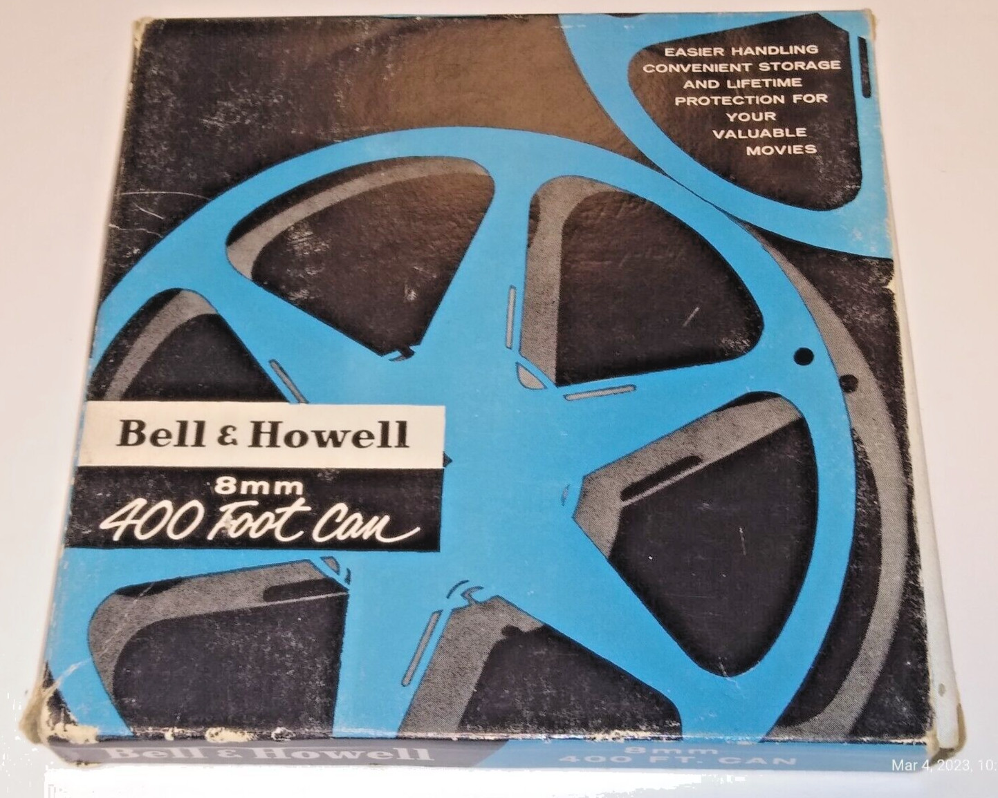 Bell & Howell 8mm Reel Can With film and Box Reel and Original Box 400 feet