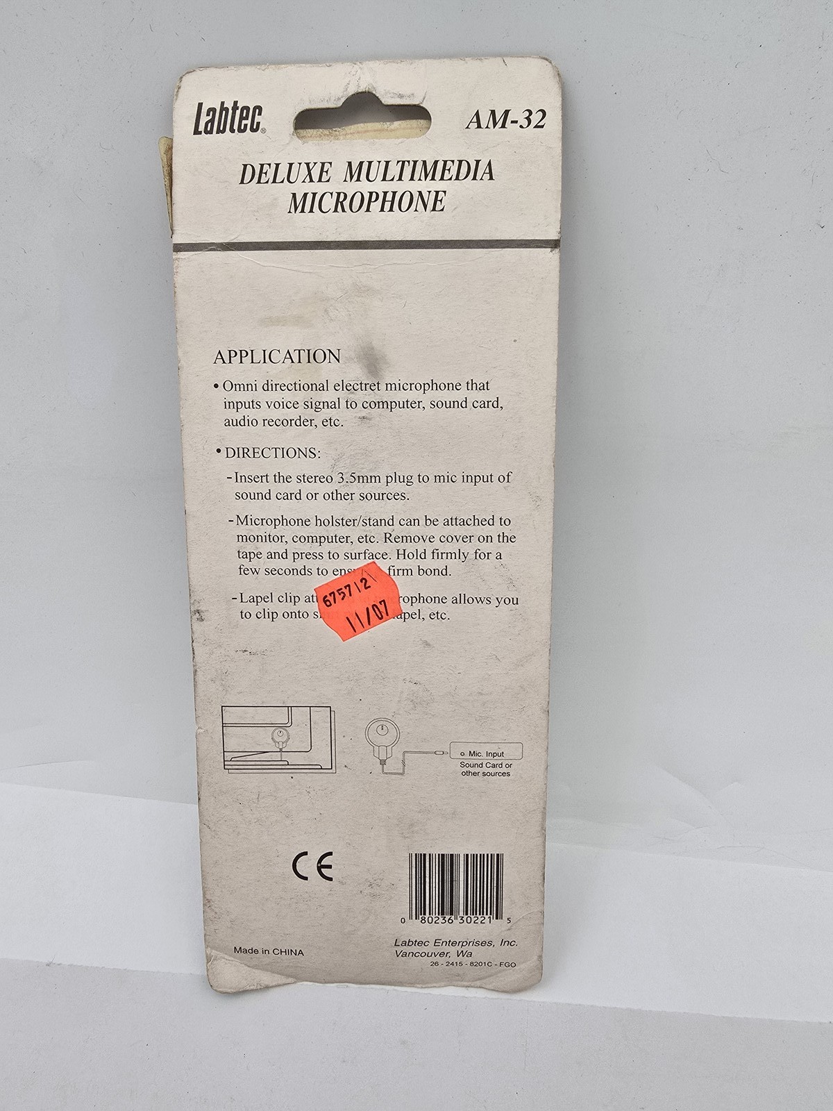 Vintage Labtec AM-32 Deluxe Multimedia Microphone NOS OEM Y2K Cam Accessory