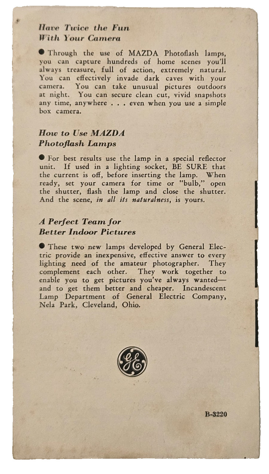 MAZDA Photoflash Lamps Advertising Booklet How to make Good Pictures