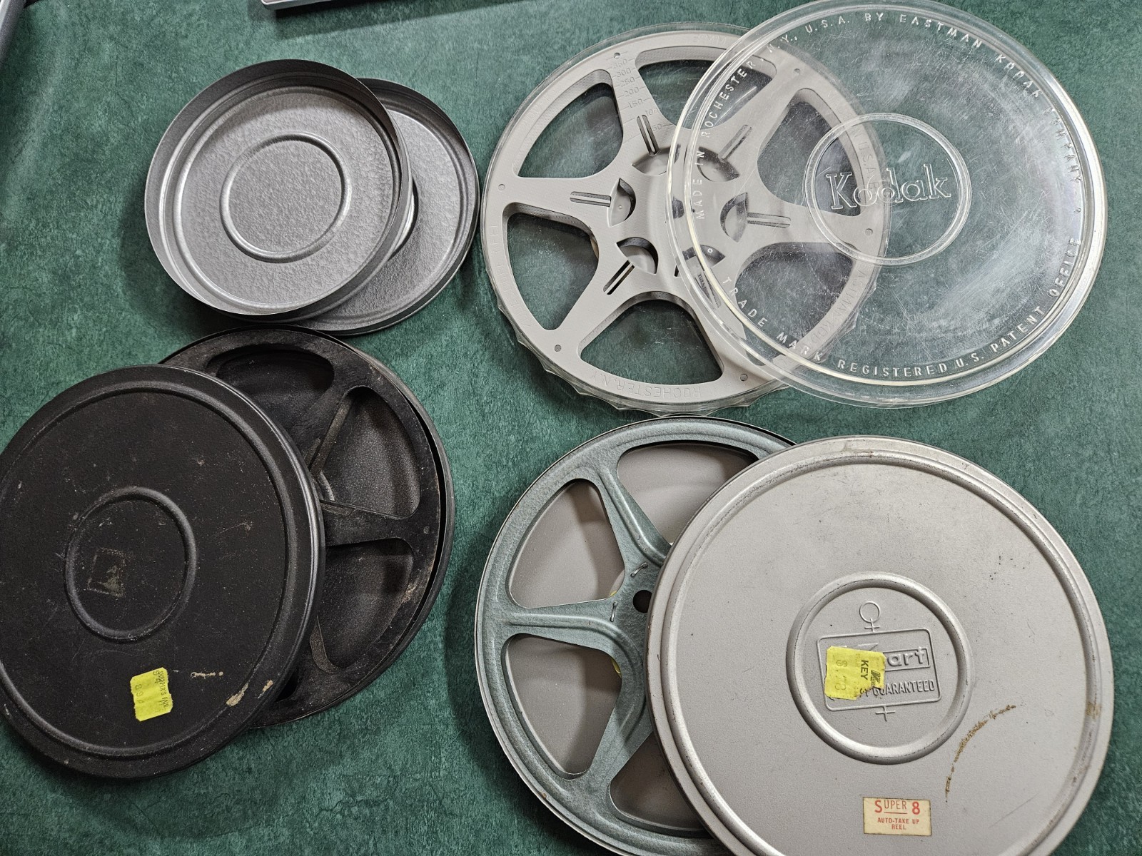 Lot Of Empty 8mm film reels and cases, 7″ and 5″ Vintage