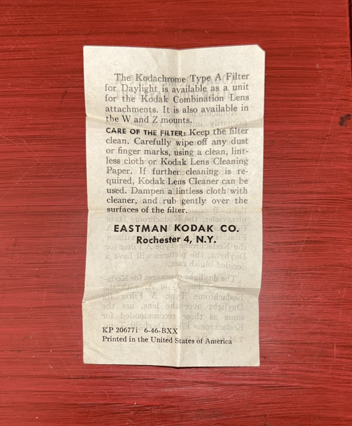 Vtg Kodak Series VI 6 Kodachrome Type A Daylight Lens & Case Instructions