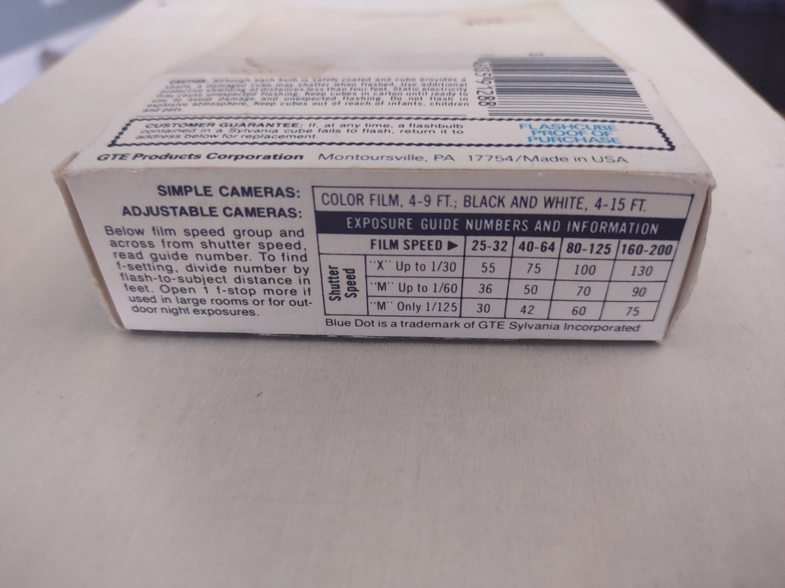 Vintage GTE Sylvania Flash Cubes 3 Cubes In Original Box 12 Flashes Total
