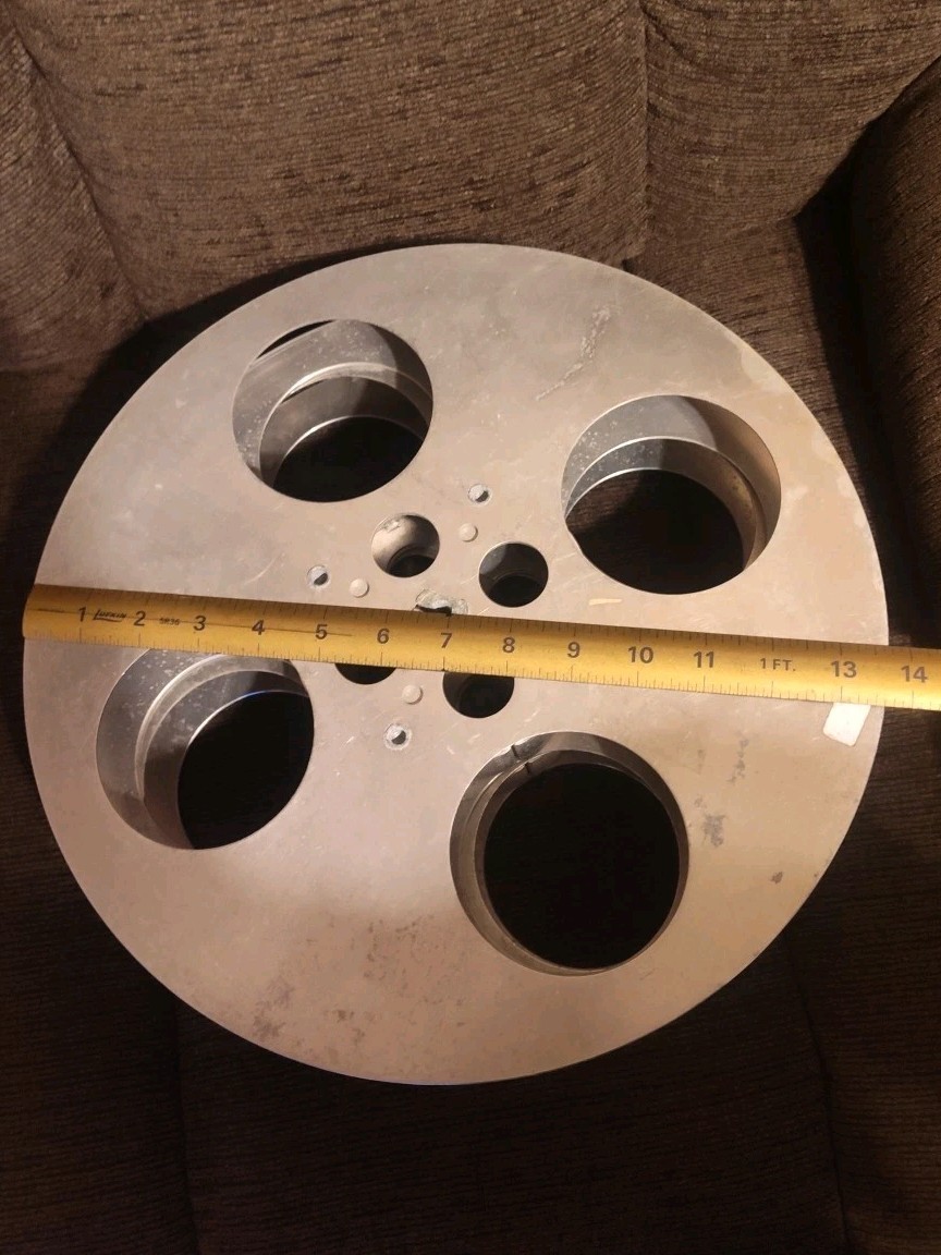 Lot Of 2 35MM Aluminum Goldberg Brothers Bros Film Reels 13 3/4″ Dia. Fixed HUB