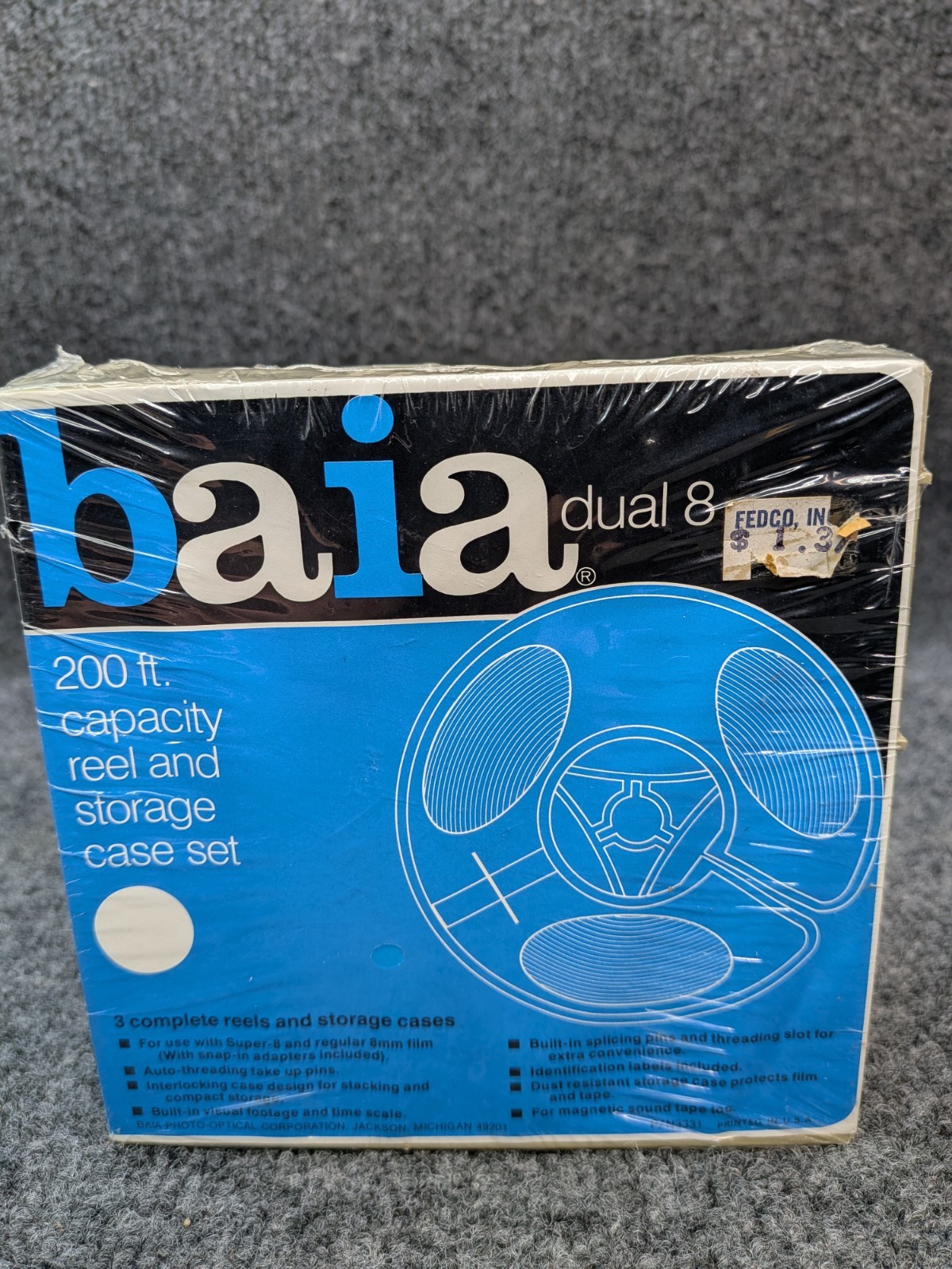 Vintage BAIA Dual 8 Film Reel Storage Case Set NOS Sealed Super 8 200ft