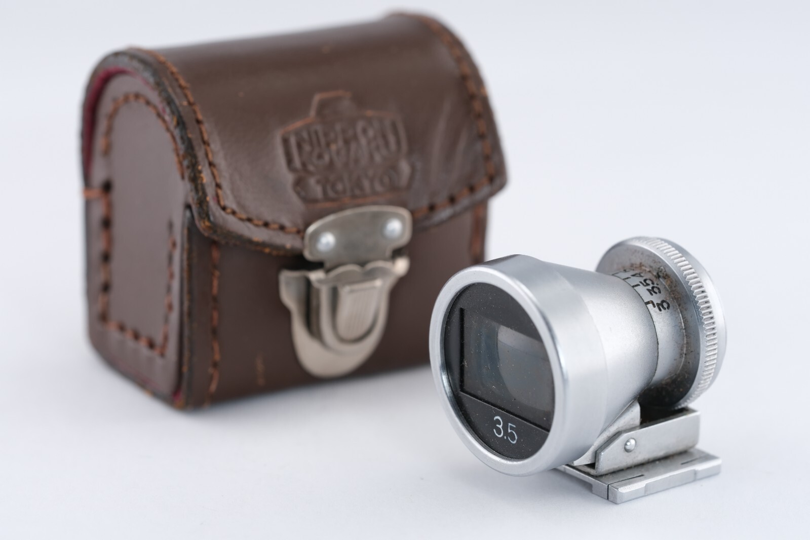 (Nice w/Case)Nippon Kogaku “ Tokyo ” 3.5cm 35mm Viewfinder Nikon w/ Leather Case