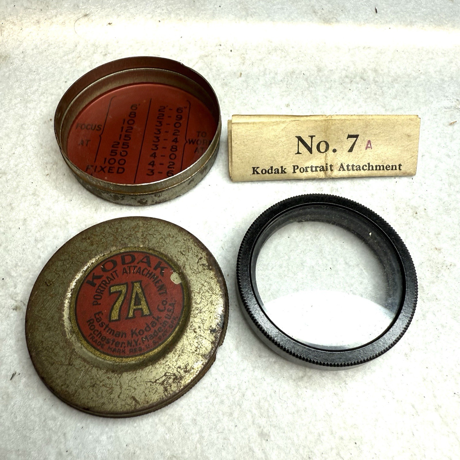 Vintage Kodak Portrait Attachment #7A Eastman Miniature Tin Case Canister
